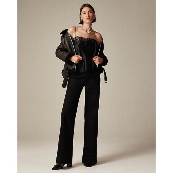 J Crew Womens Denim Trouser Sz 30 Black 1996 Semistretch High Rise Wide Leg Jean - Picture 1 of 4